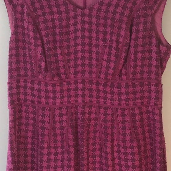 Kay Unger Raspberry Houndstooth Tailored Dress - Picture 3 of 6